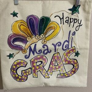 Mardi Gras Pillow Cover 17x17 Purple Green Gold New Orleans Fat Tuesday